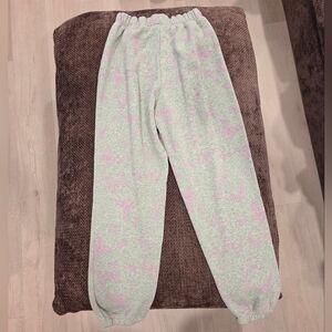 Grayish Green & Pink Butterfly Sweatpants